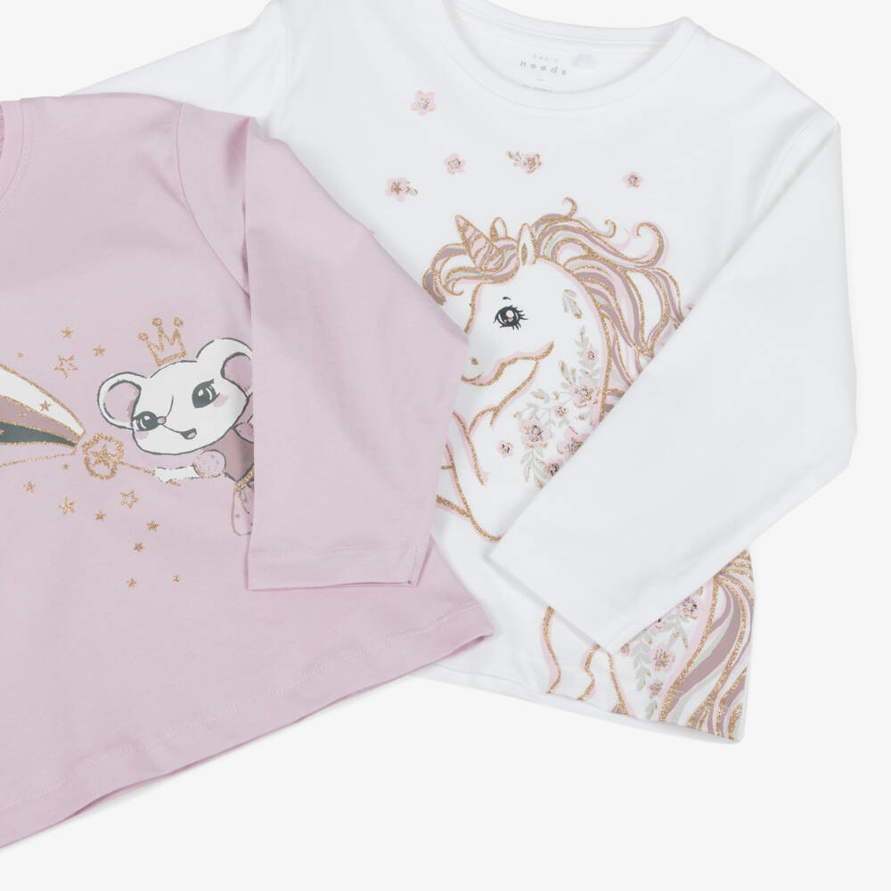 NAME IT-Girls 2-Pack Pink & White Tees | Childrensalon Outlet