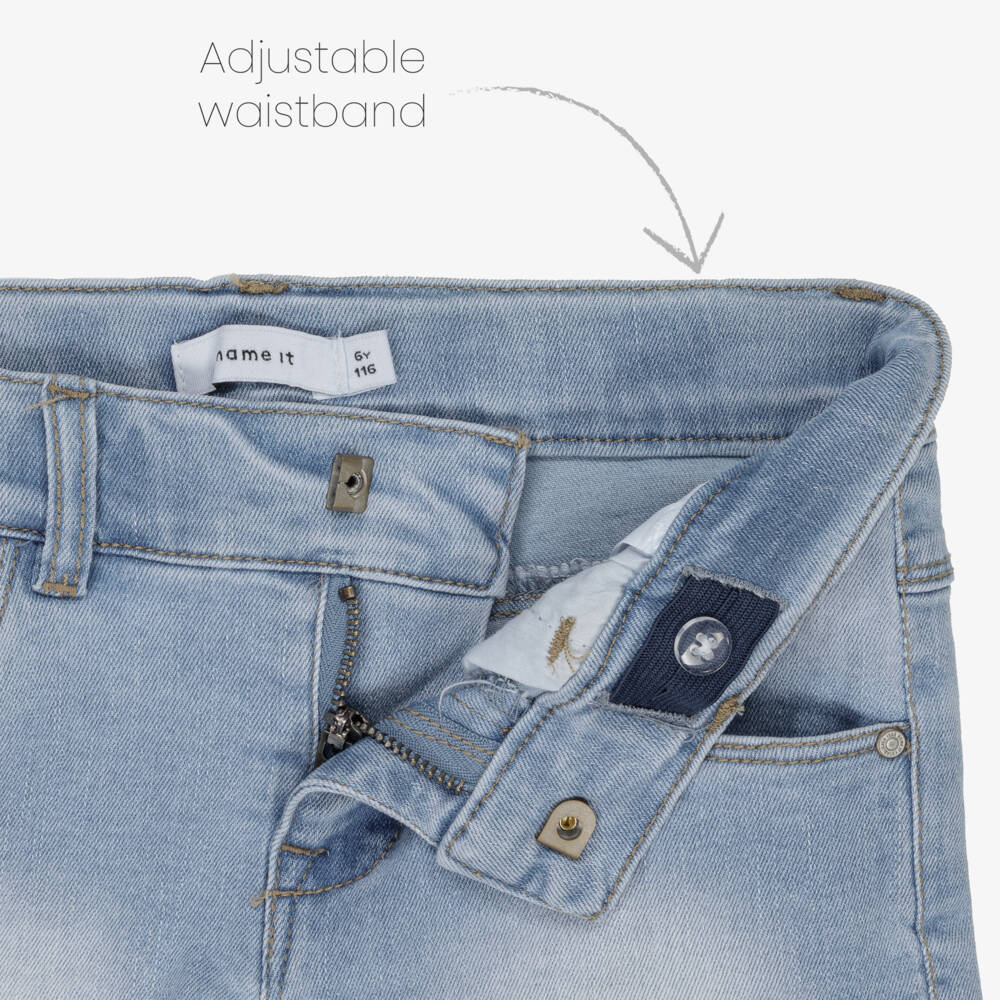 NAME IT-Girls Azure Lace-Trimmed Denim Shorts | Childrensalon Outlet