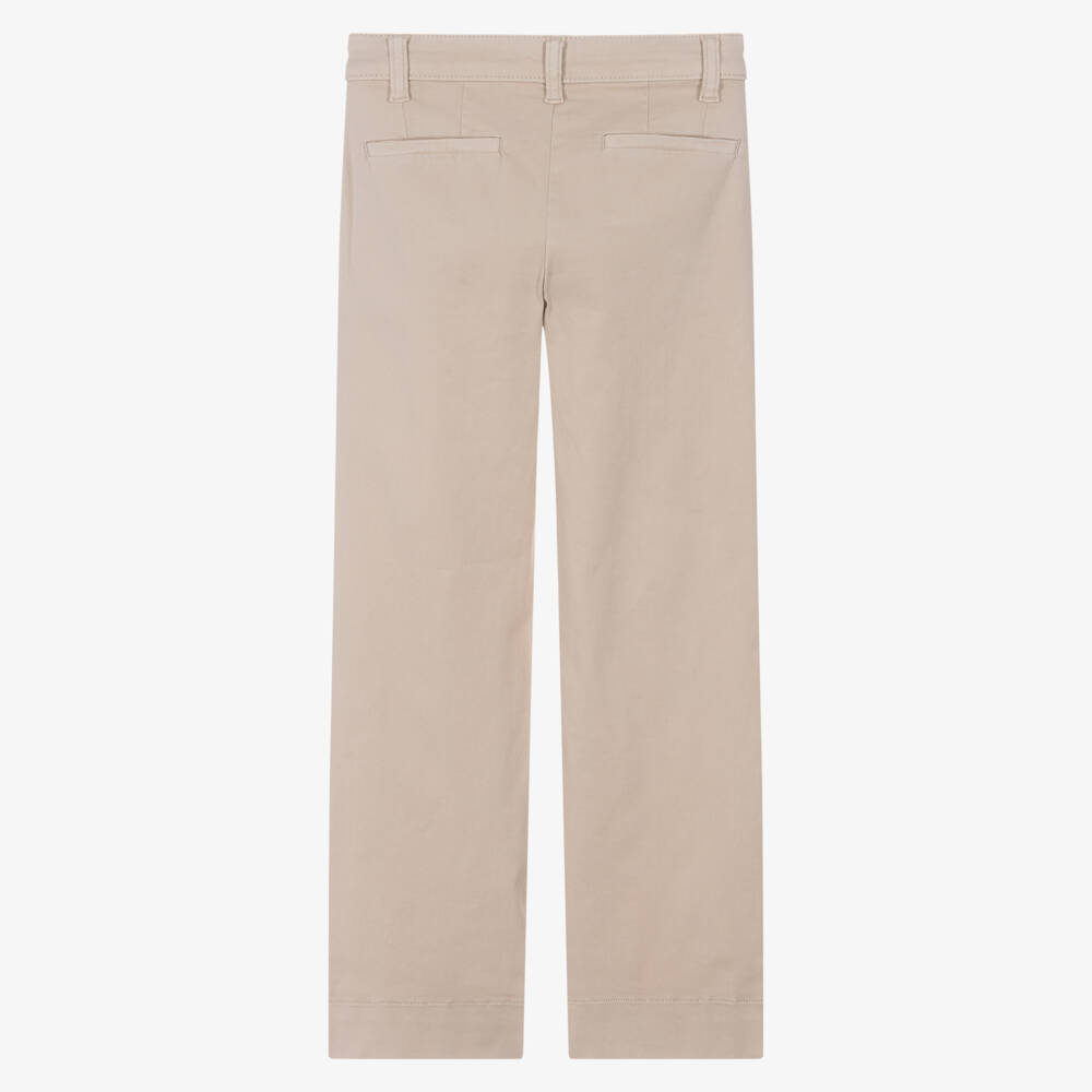 NAME IT-Girls Beige Cotton Wide-Leg Trousers | Childrensalon Outlet