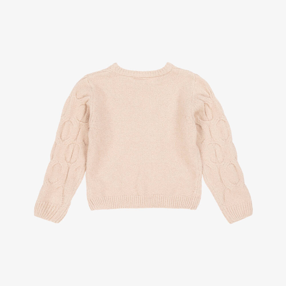 NAME IT-Girls Beige Knitted Sweater with Bows | Childrensalon Outlet