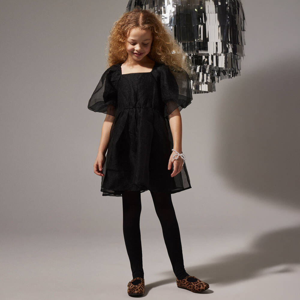 NAME IT-Girls Black Crinkle Mesh Dress | Childrensalon Outlet