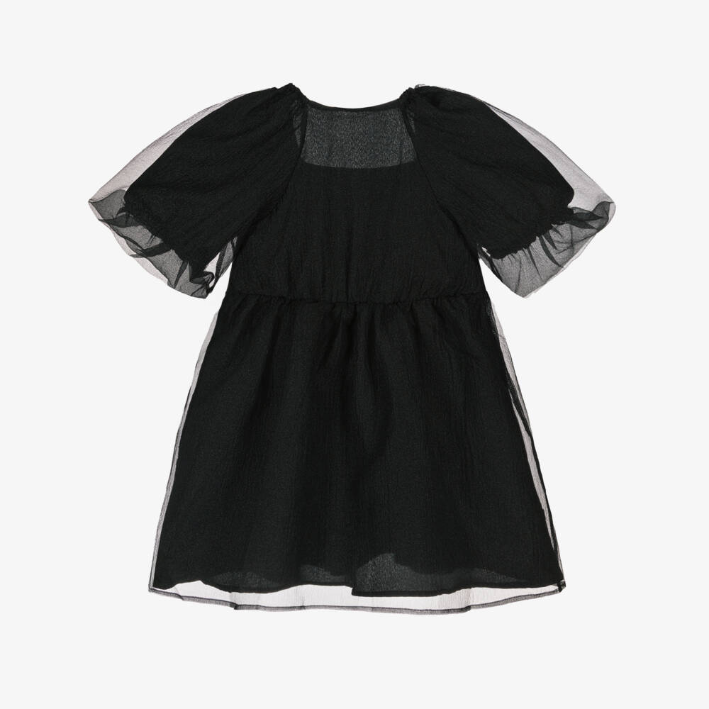 NAME IT-Girls Black Crinkle Mesh Dress | Childrensalon Outlet