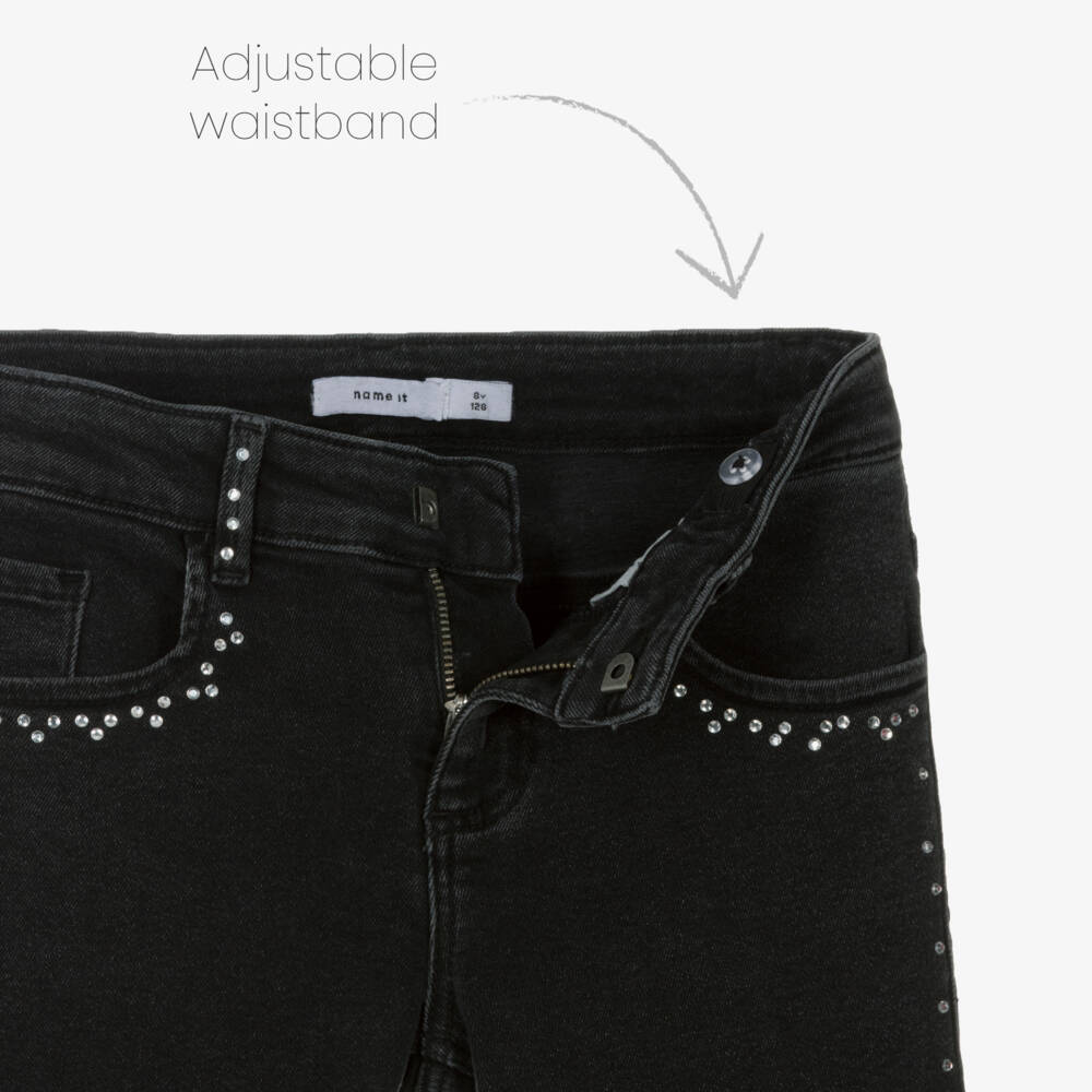 NAME IT-Girls Black Denim Sparkle Jeans | Childrensalon Outlet