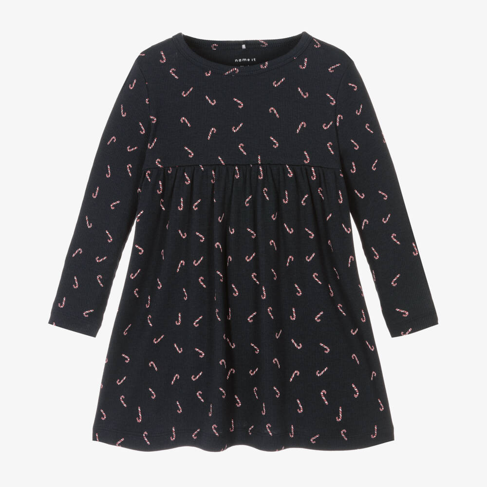 NAME IT-Girls Blue Candy Cane Dress | Childrensalon Outlet