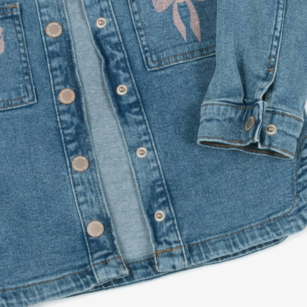 NAME IT-Girls Blue Denim Embroidered Shirt | Childrensalon Outlet