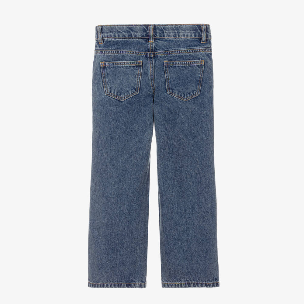 NAME IT-Girls Blue Denim Jeans with Diamanté Hearts | Childrensalon Outlet