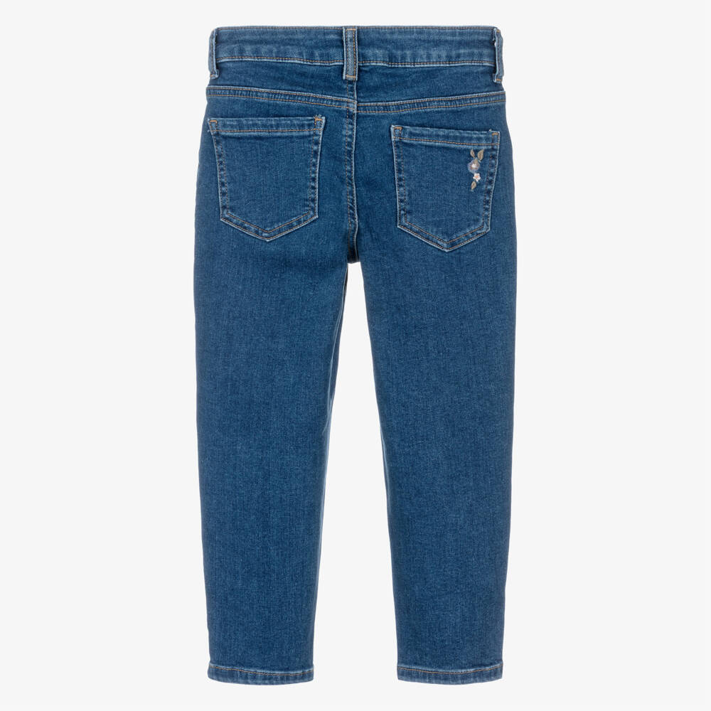 NAME IT-Girls Blue Denim Jeans with Floral Embroidery | Childrensalon Outlet