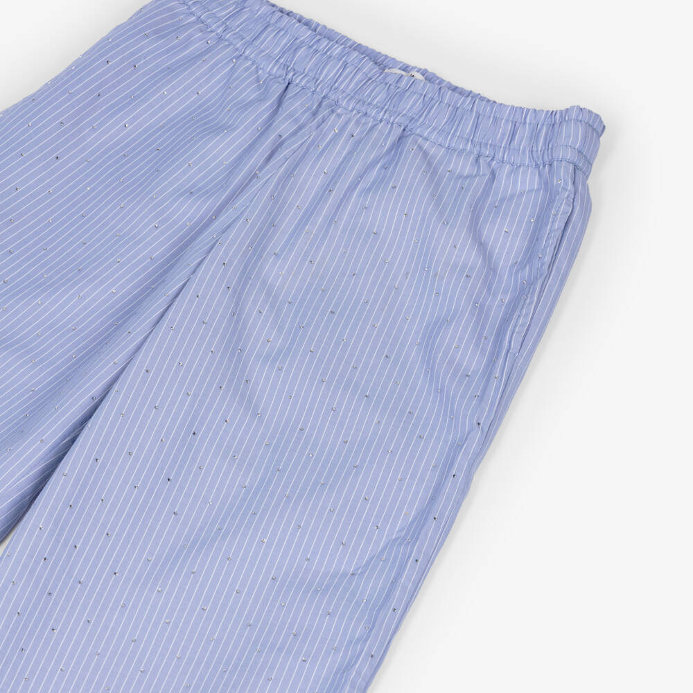 NAME IT-Girls Blue Pinstripe Diamanté Trousers | Childrensalon Outlet
