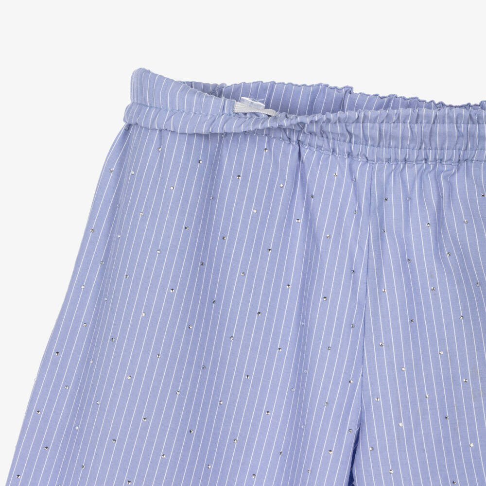 NAME IT-Girls Blue Pinstripe Diamanté Trousers | Childrensalon Outlet