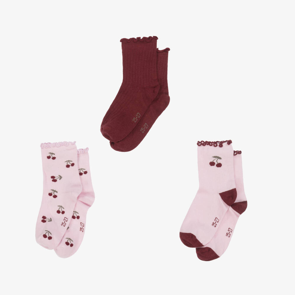 NAME IT-Girls Blush & Cherry Trio Socks | Childrensalon Outlet