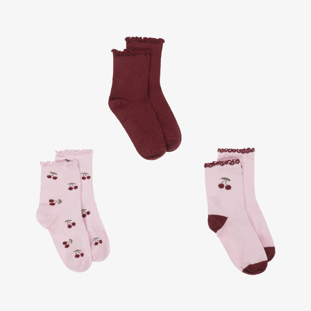 NAME IT-Girls Blush & Cherry Trio Socks | Childrensalon Outlet