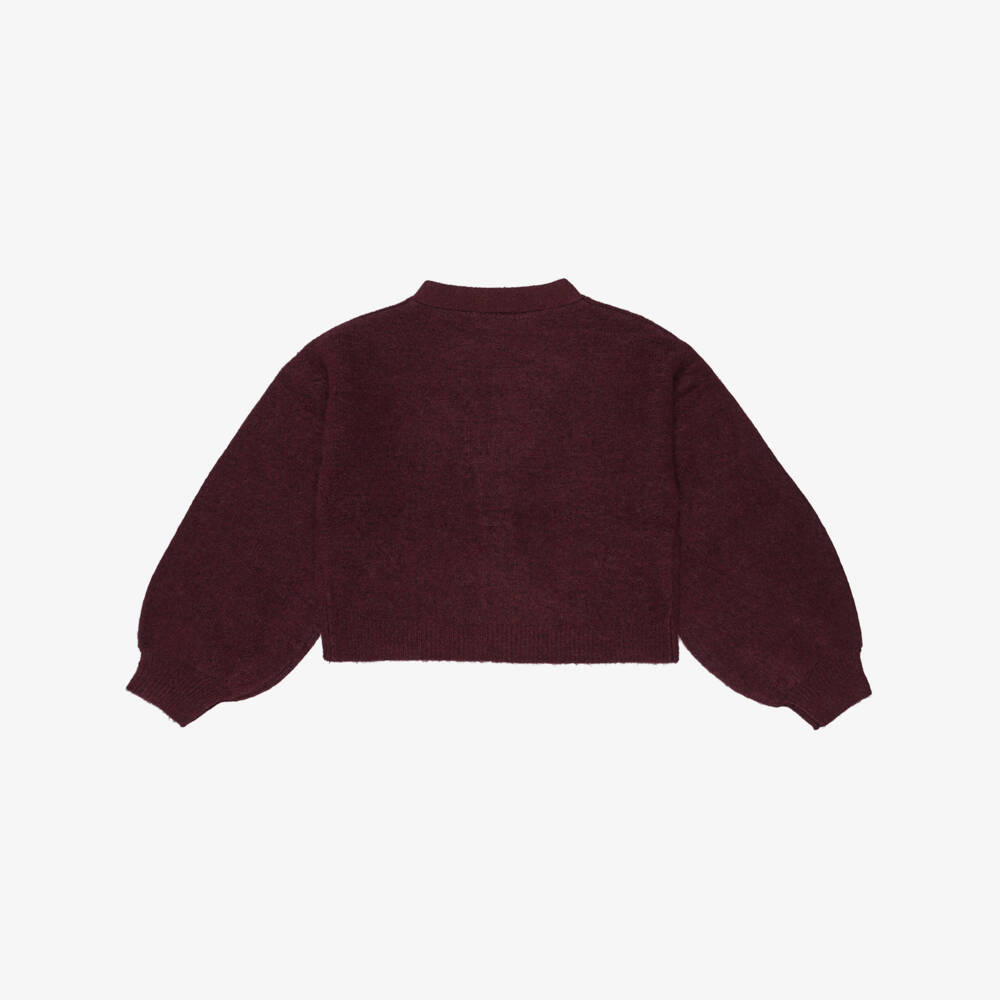 NAME IT-Girls Burgundy Red Knitted Cardigan with Black Satin Bows | Childrensalon Outlet