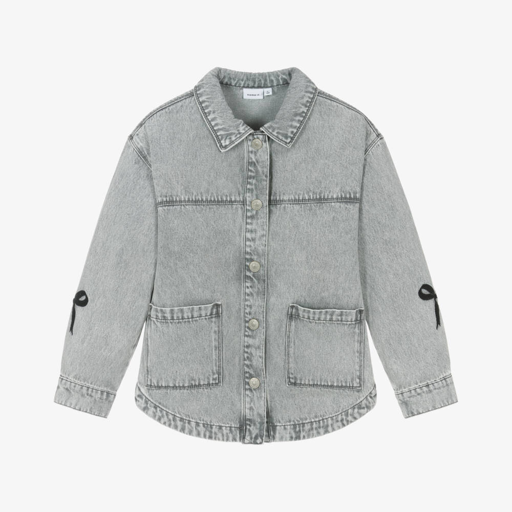 NAME IT-Girls Charcoal Vintage Denim Jacket | Childrensalon Outlet