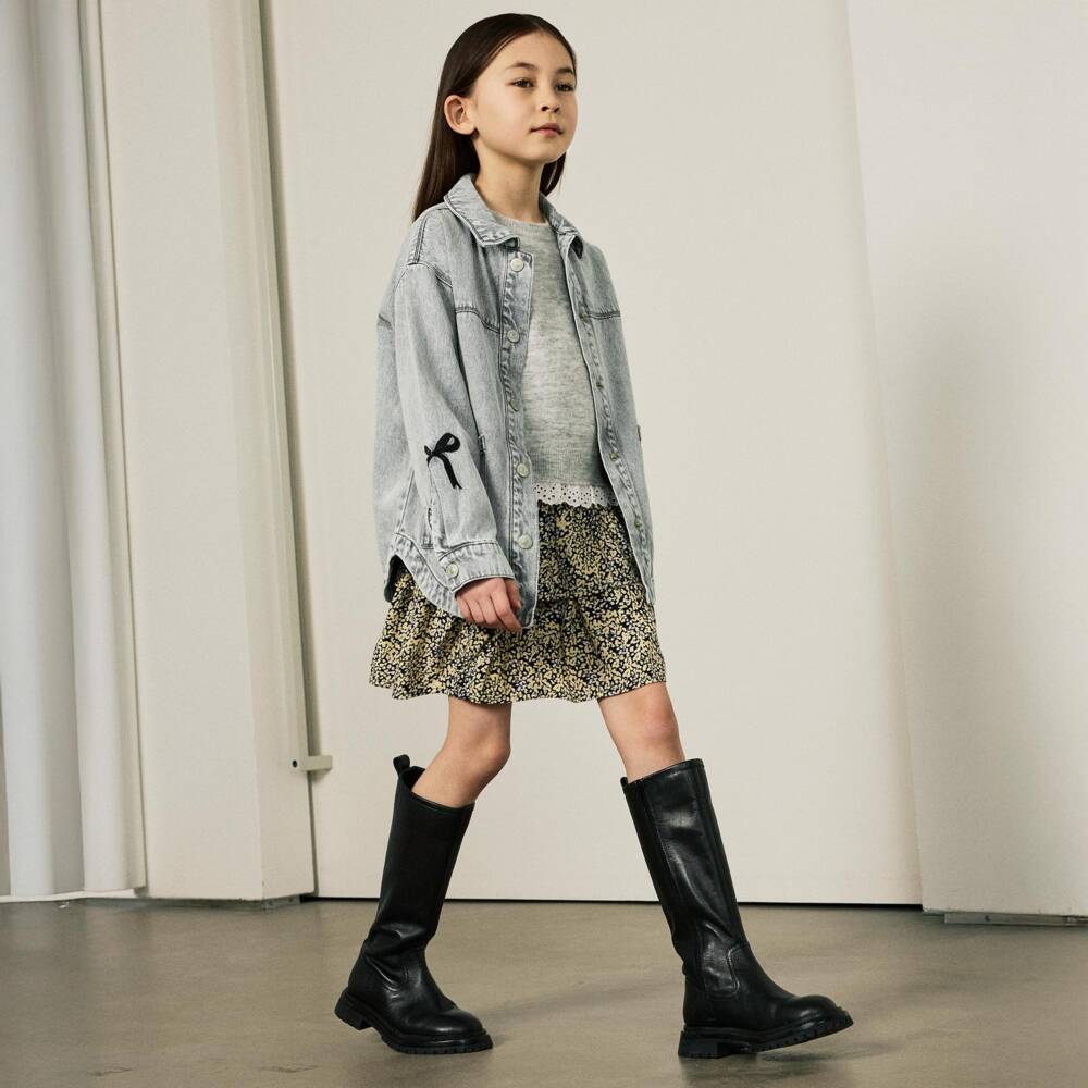 NAME IT-Girls Charcoal Vintage Denim Jacket | Childrensalon Outlet