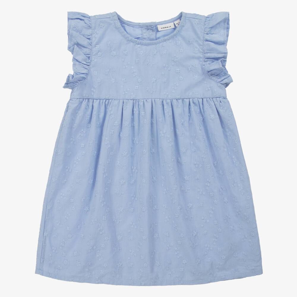 NAME IT-Girls Cornflower Embroidered Cotton Dress | Childrensalon Outlet