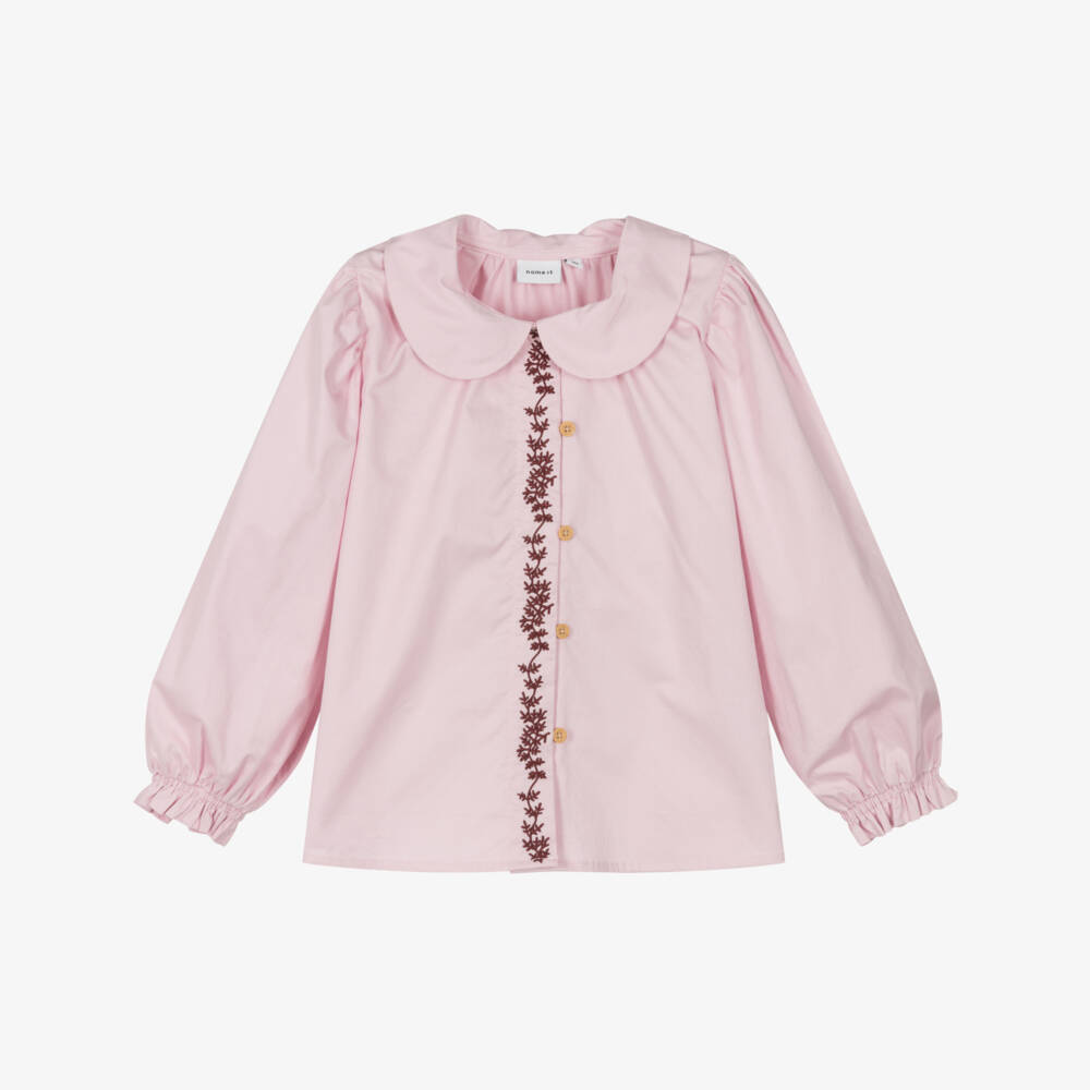 NAME IT-Girls Cotton Pink Embroidered Top | Childrensalon Outlet