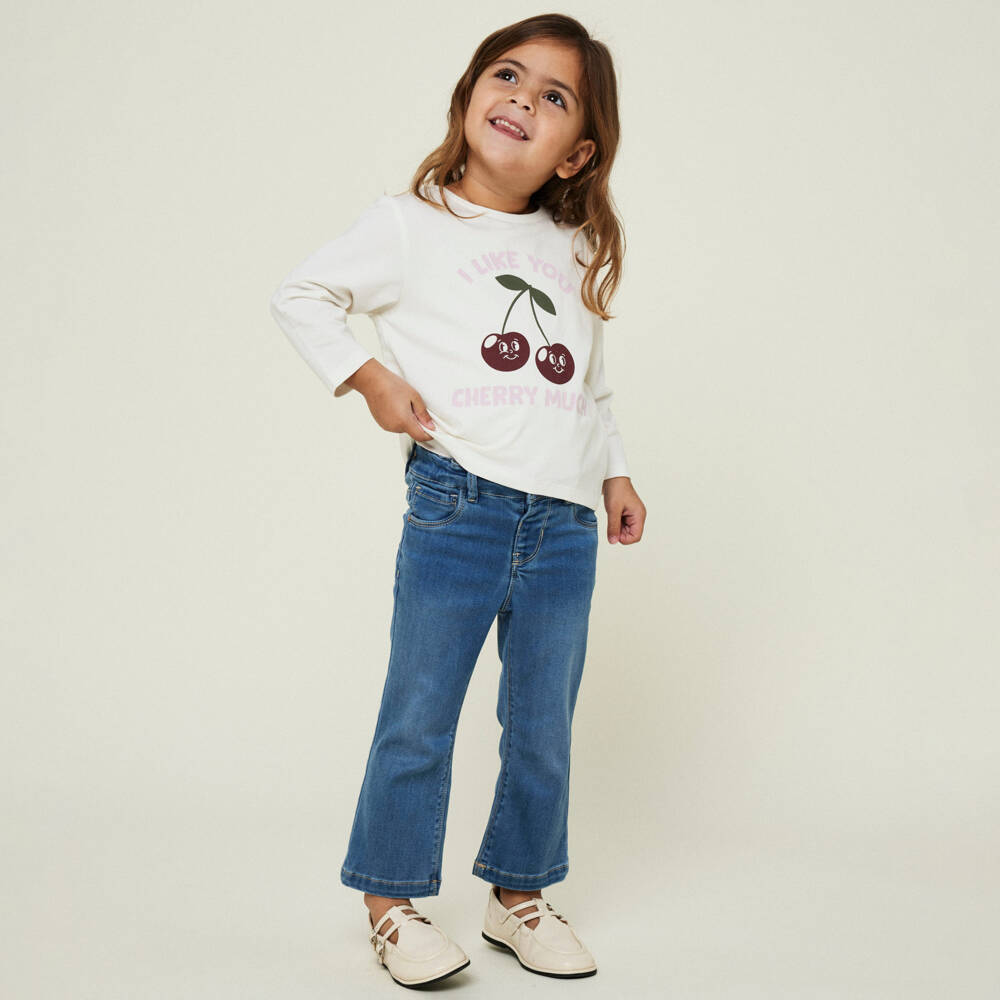NAME IT-Girls Creamy Slogan Cotton Tee | Childrensalon Outlet