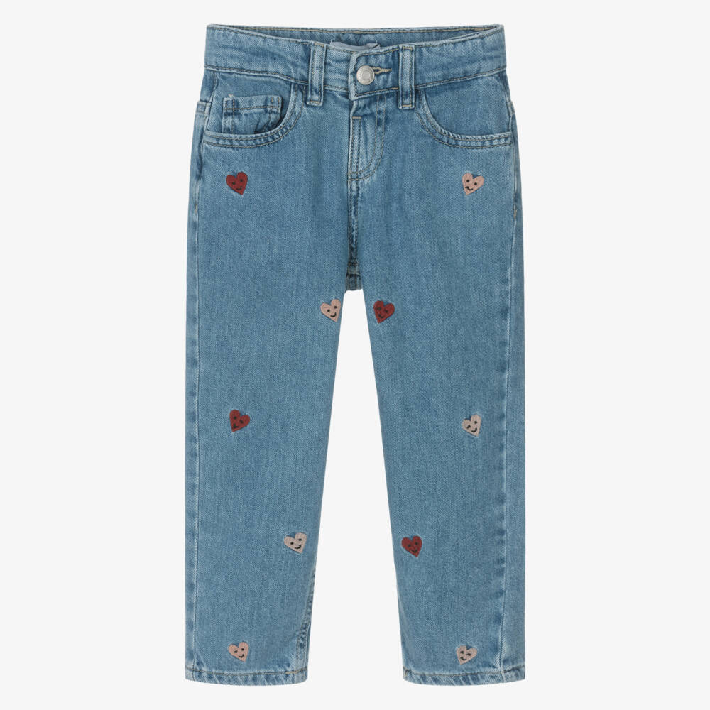 NAME IT-Girls Denim Trousers with Blue Embroidery | Childrensalon Outlet