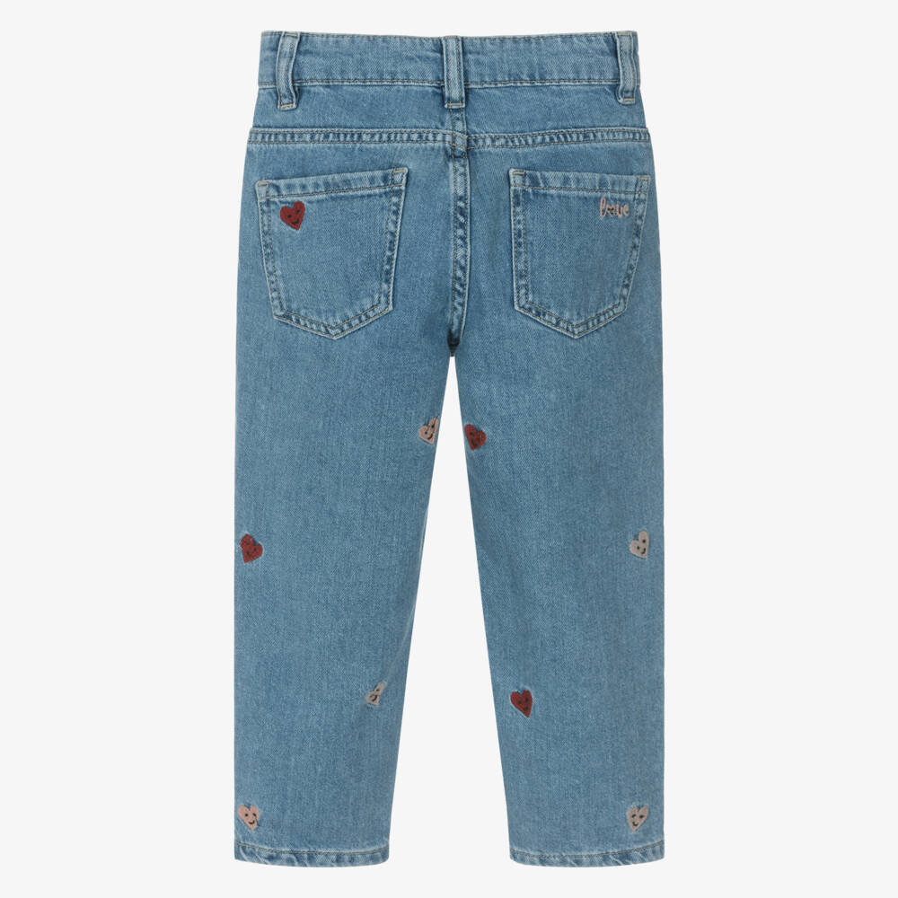 NAME IT-Girls Denim Trousers with Blue Embroidery | Childrensalon Outlet