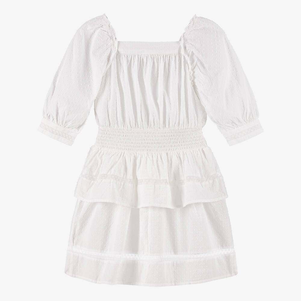 NAME IT-Girls Elegant White Cotton Frock | Childrensalon Outlet