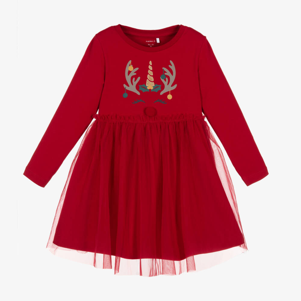 NAME IT-Girls Festive Cotton & Tulle Dress | Childrensalon Outlet