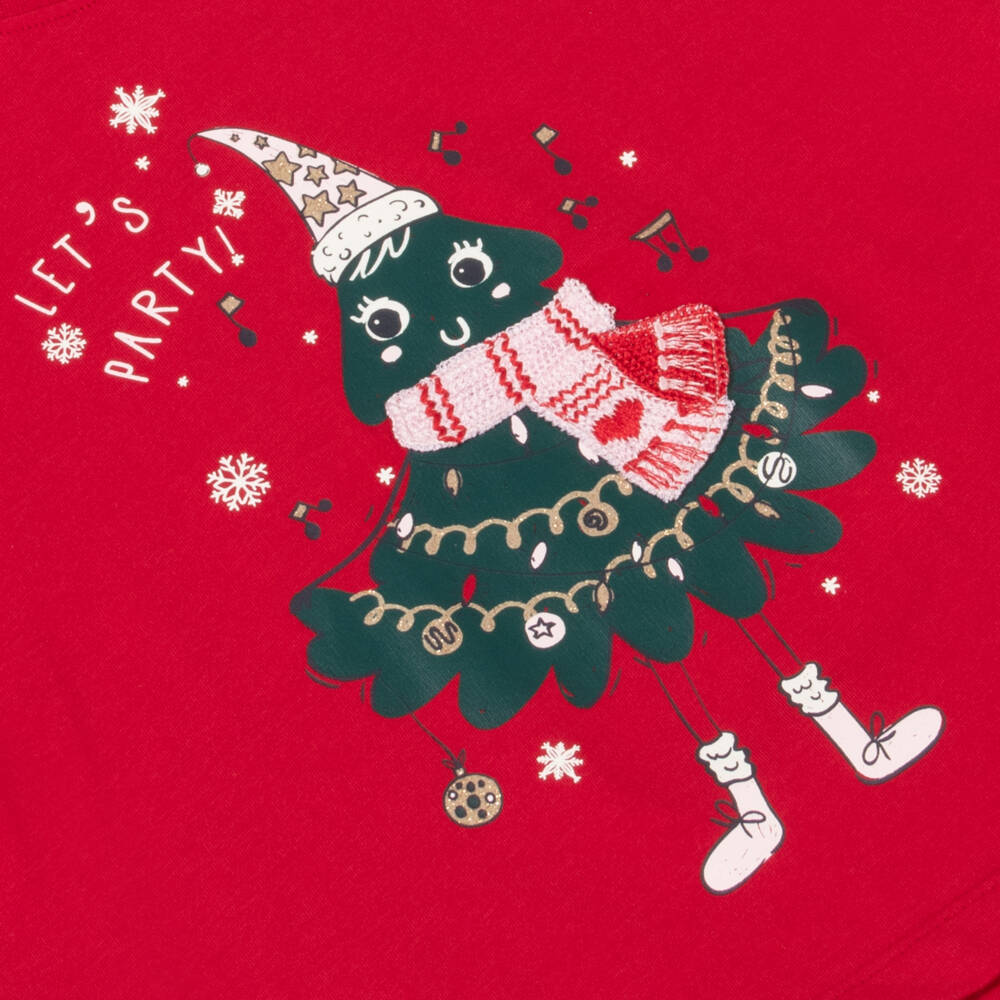 NAME IT-Girls Festive Red Cotton Top | Childrensalon Outlet