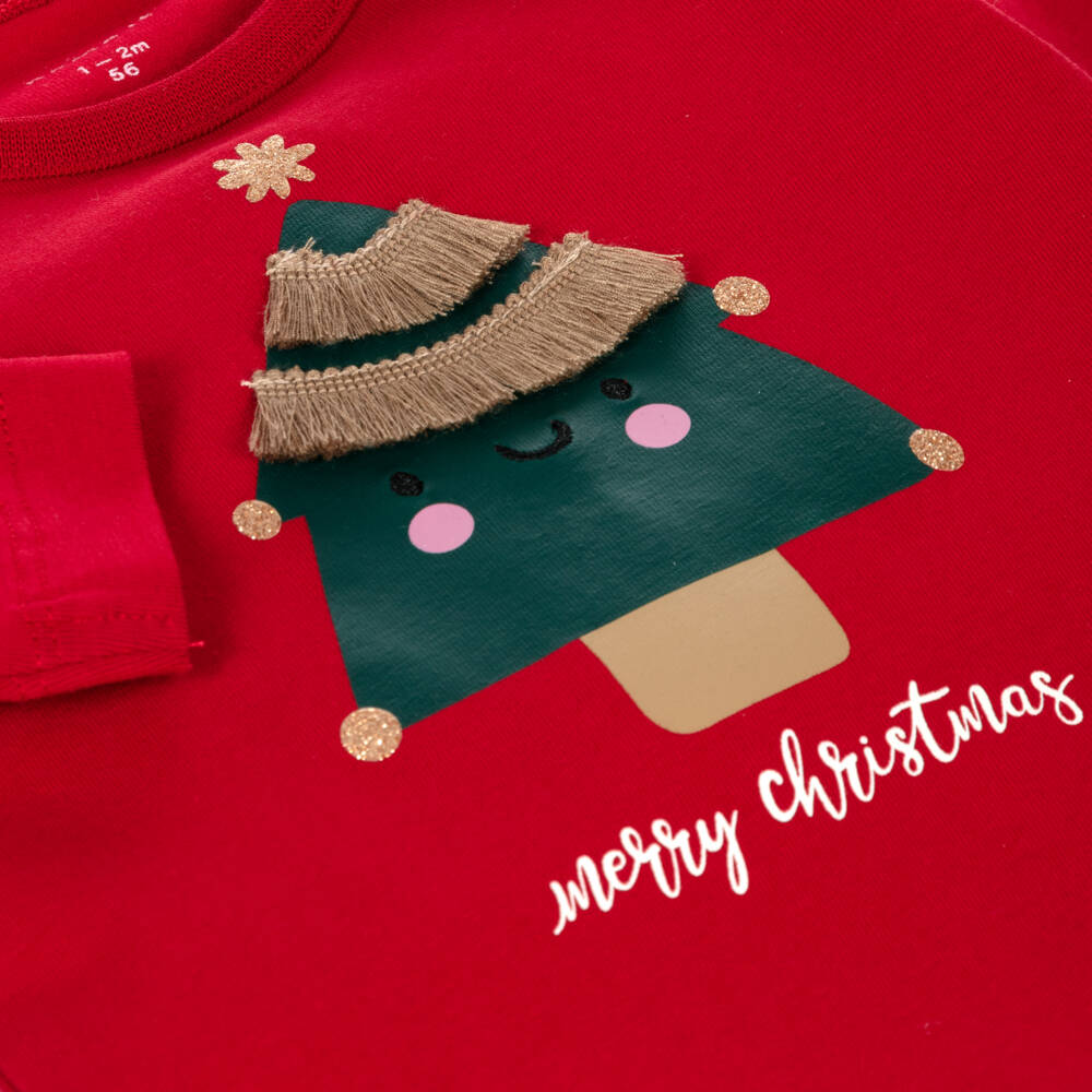 NAME IT-Girls Festive Red Cotton Top | Childrensalon Outlet