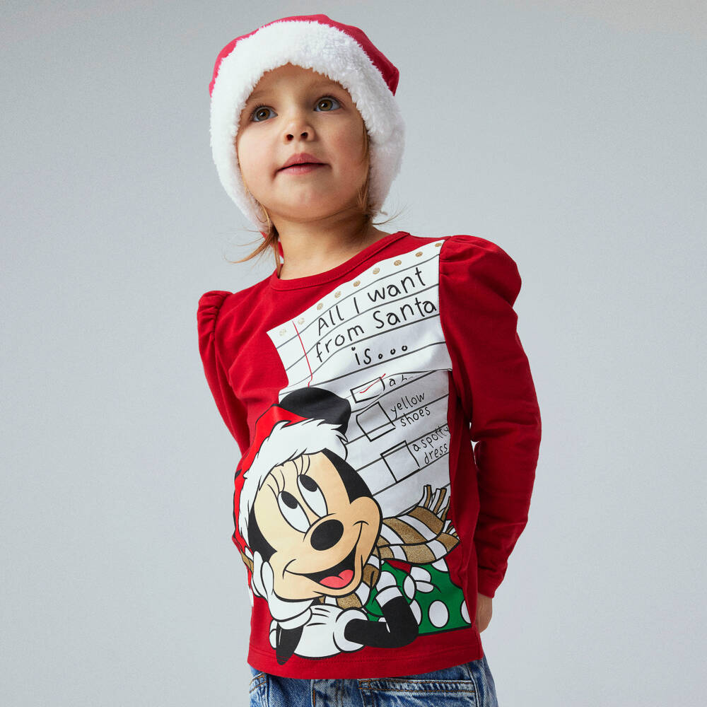 NAME IT-Girls Festive Red Minnie Top | Childrensalon Outlet
