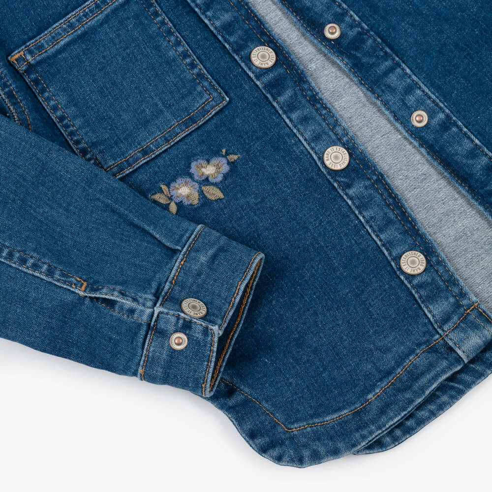 NAME IT-Girls Floral Blue Denim Jacket | Childrensalon Outlet