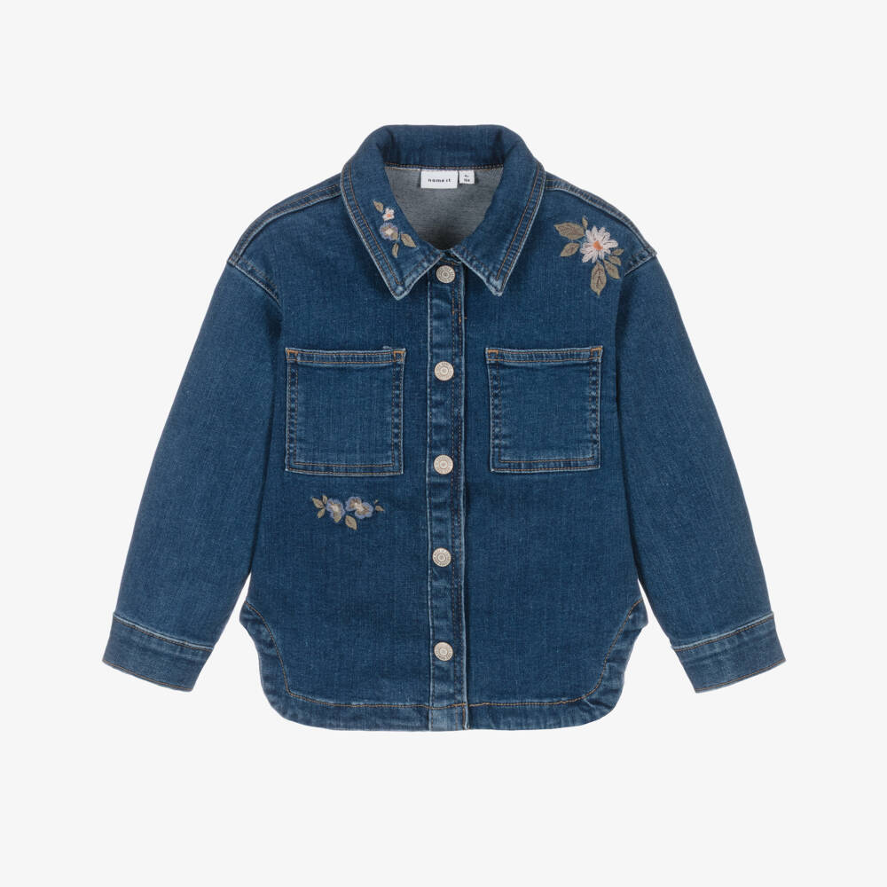 NAME IT-Girls Floral Blue Denim Jacket | Childrensalon Outlet