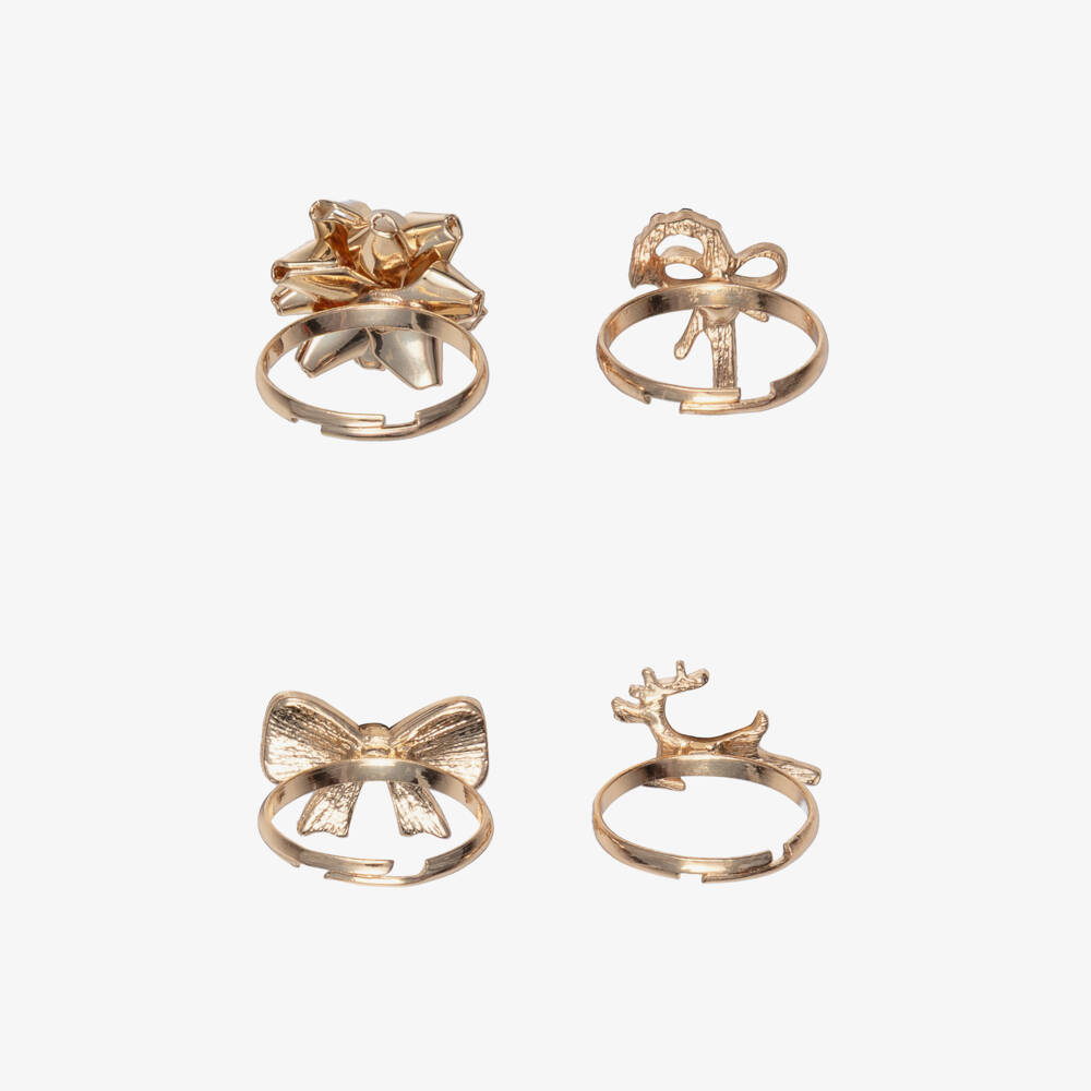 NAME IT-Girls Gold Festive Rings (4 Pack) | Childrensalon Outlet