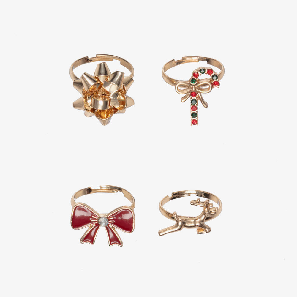 NAME IT-Girls Gold Festive Rings (4 Pack) | Childrensalon Outlet