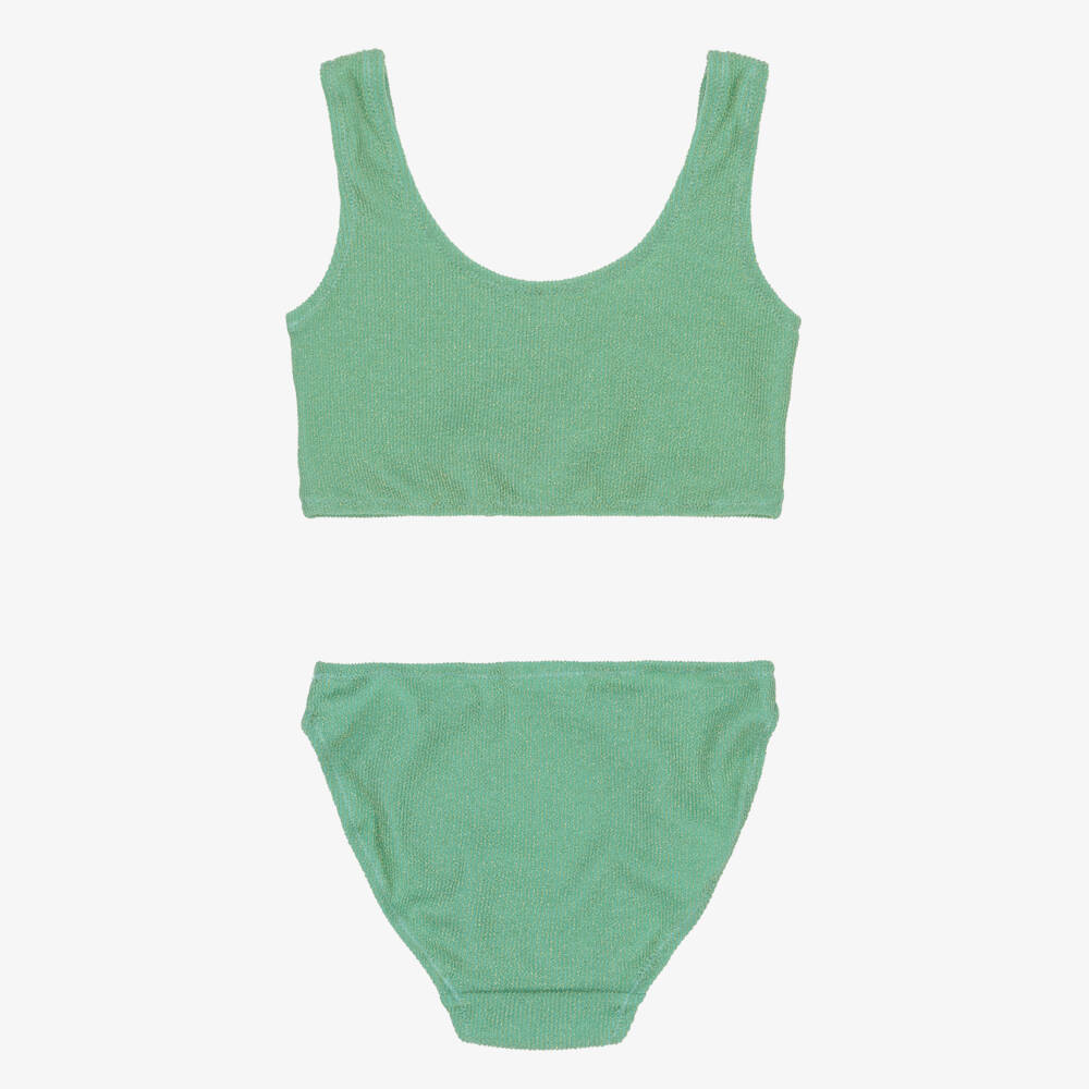 NAME IT-Girls Green & Shimmery Gold Bikini | Childrensalon Outlet
