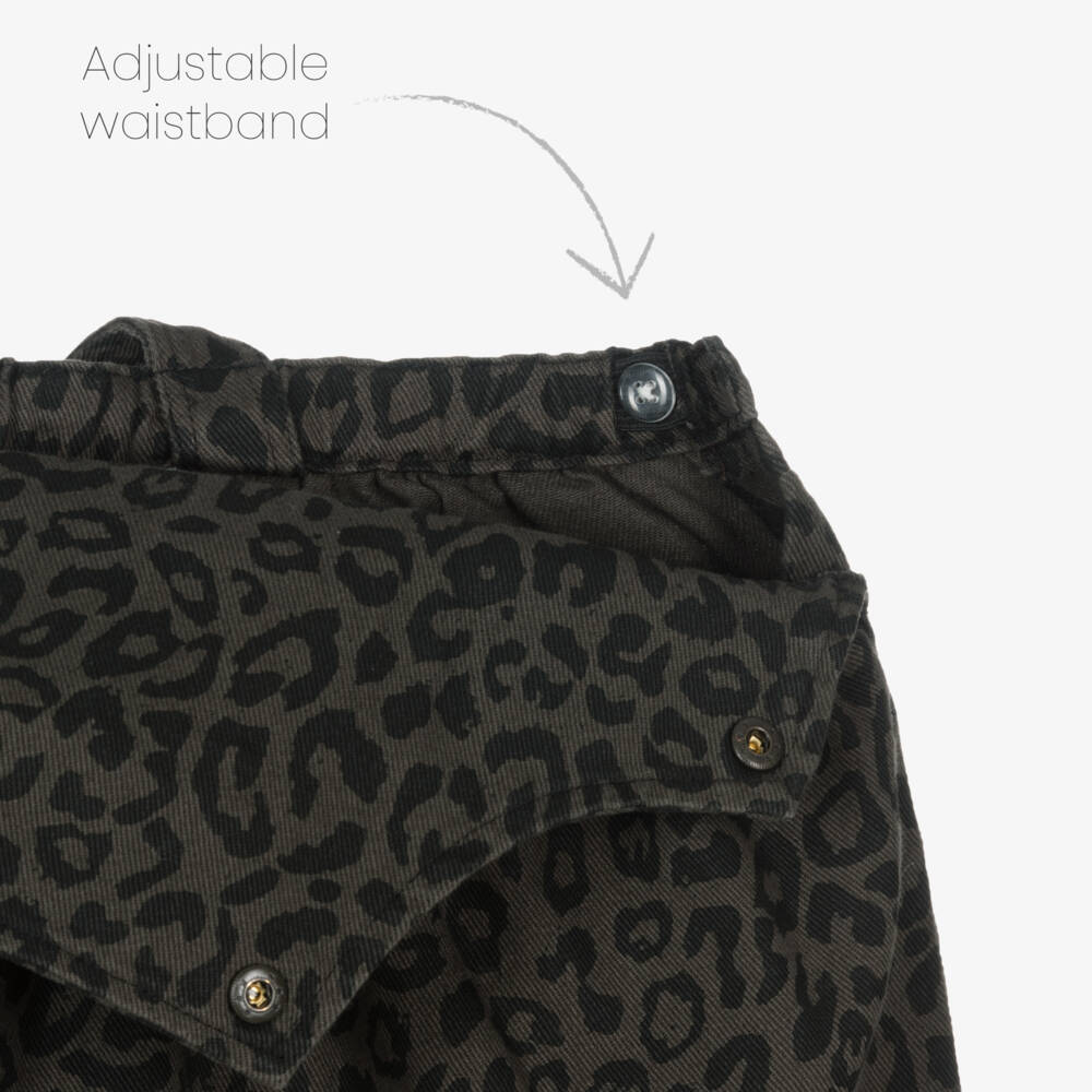 NAME IT-Girls Grey Cotton Leopard Print Pinafore Dress | Childrensalon Outlet