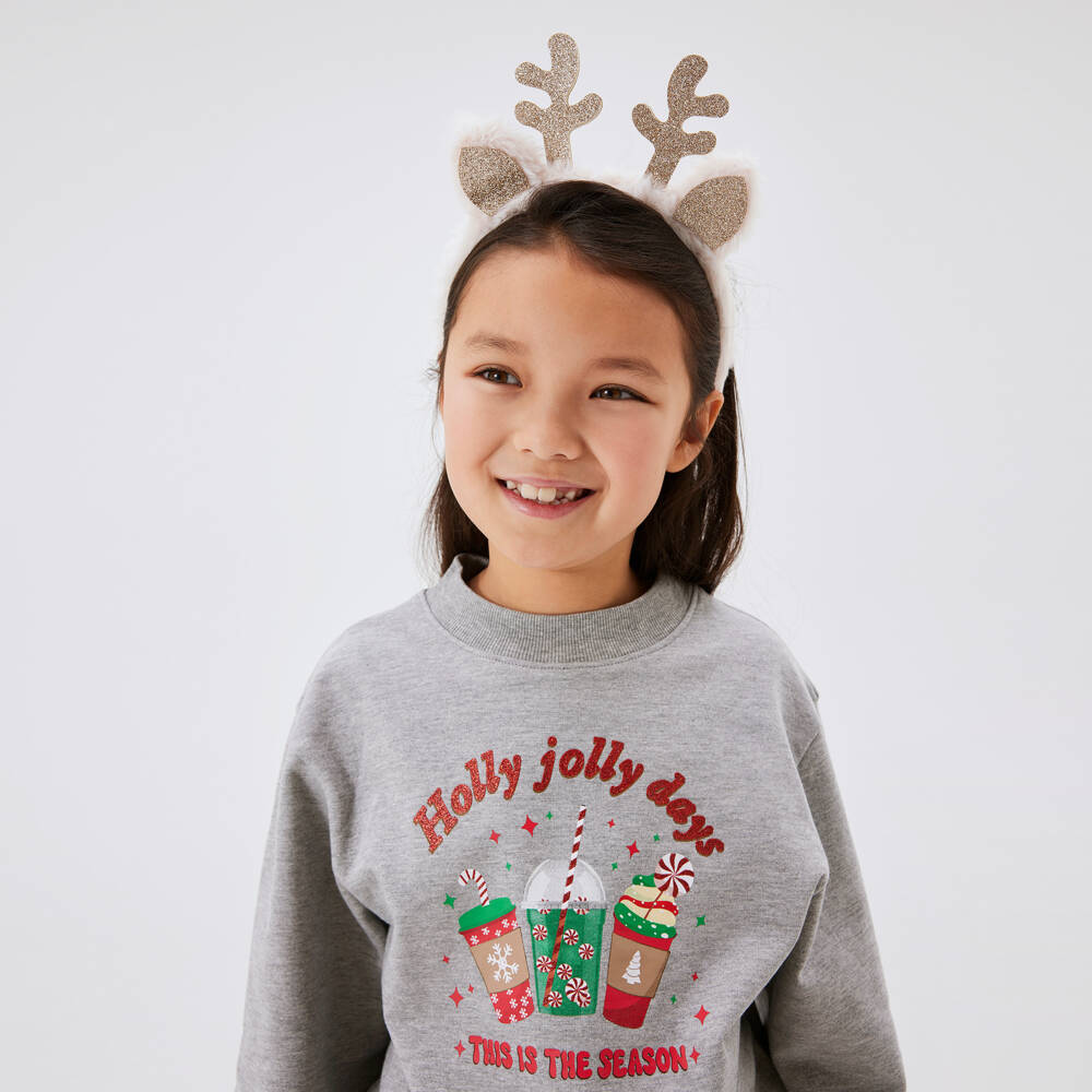 NAME IT-Серый хлопковый праздничный свитшот для девочек | Childrensalon Outlet