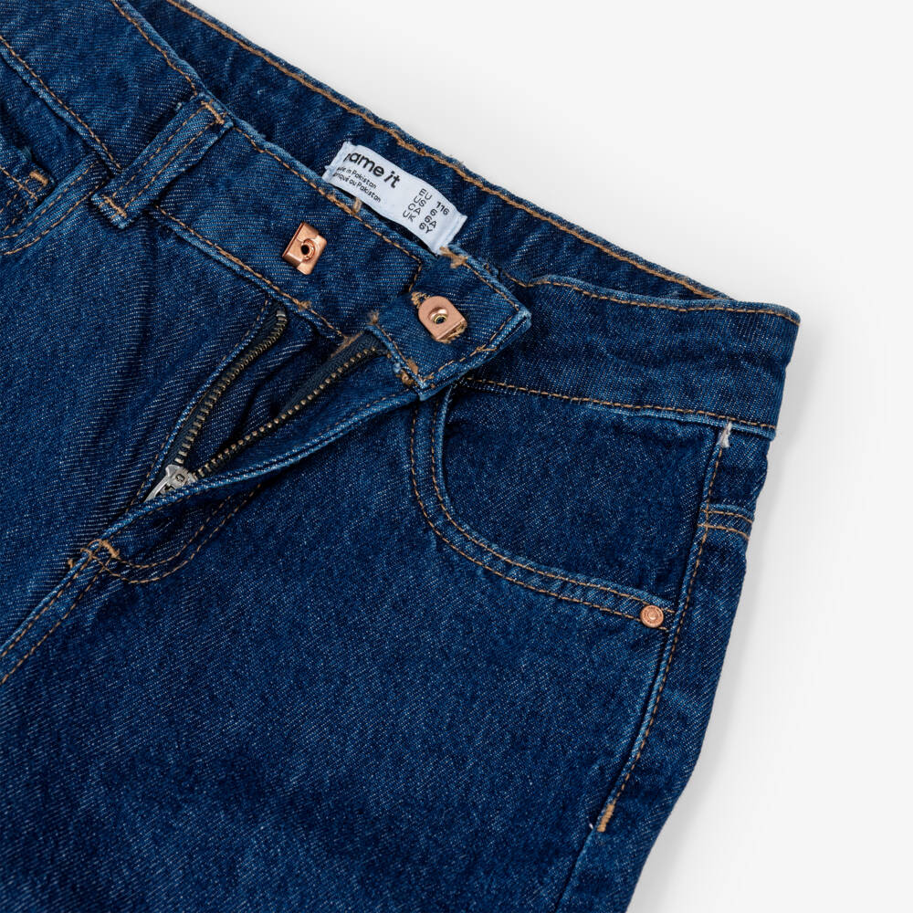 NAME IT-Girls Indigo Blue Barrel Leg Jeans | Childrensalon Outlet
