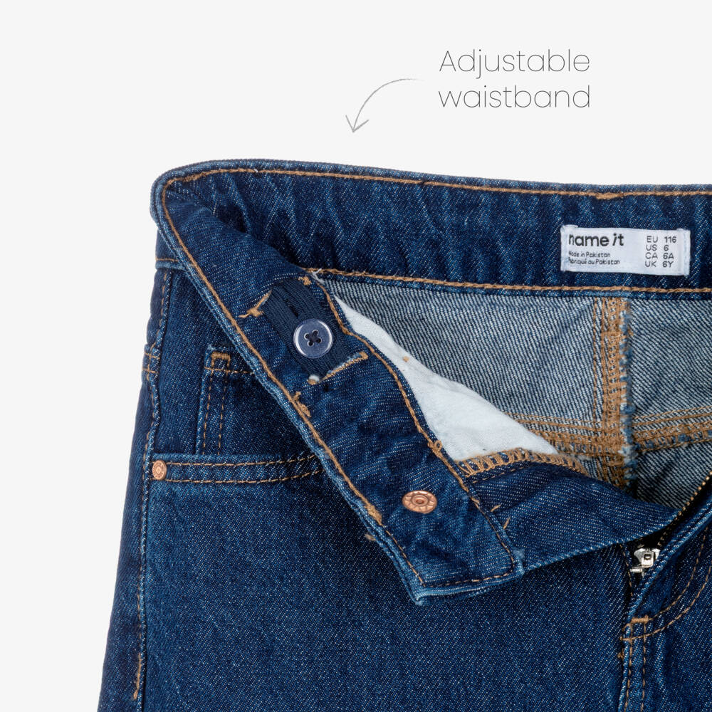 NAME IT-Girls Indigo Blue Barrel Leg Jeans | Childrensalon Outlet