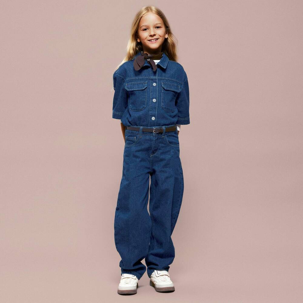 NAME IT-Girls Indigo Blue Barrel Leg Jeans | Childrensalon Outlet