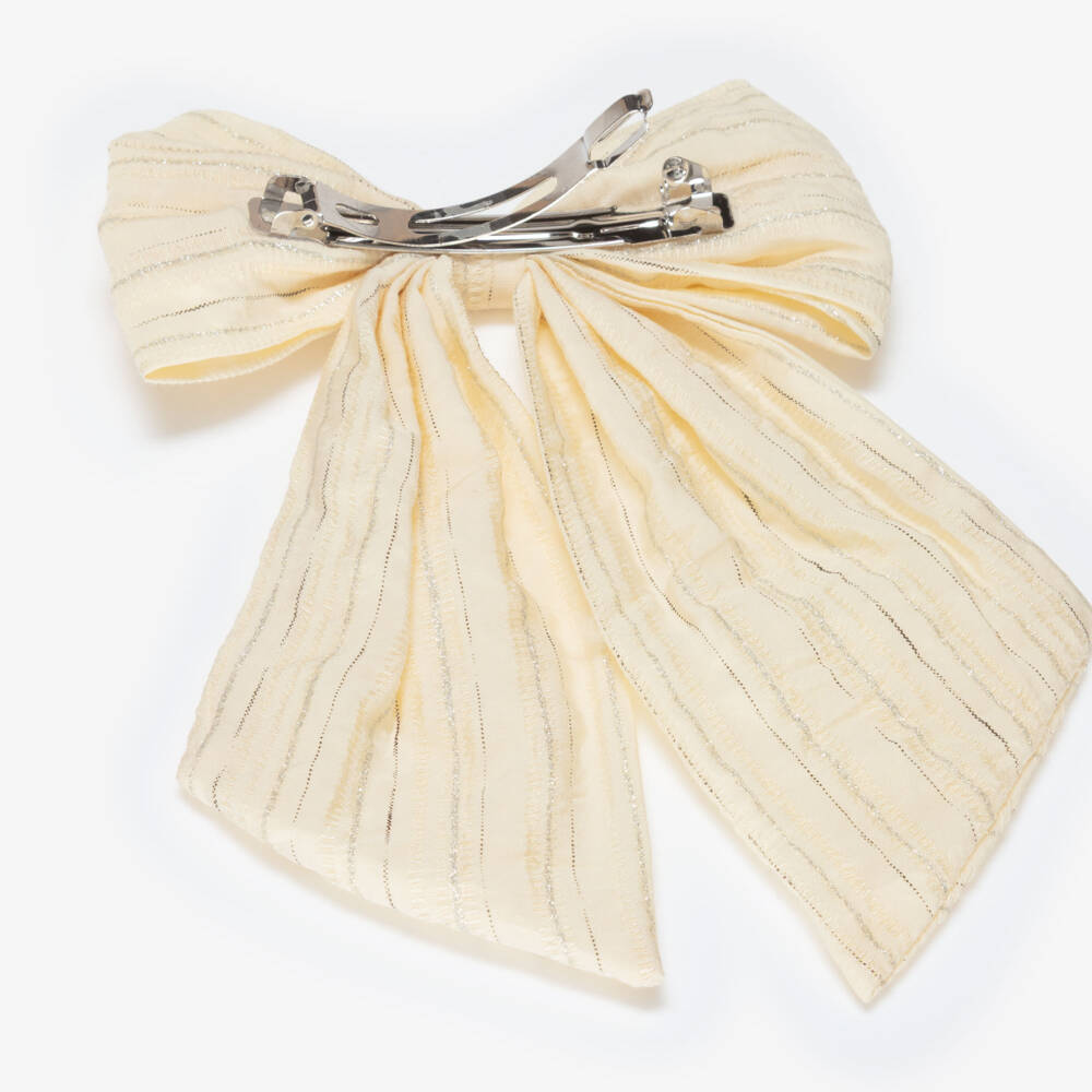 NAME IT-Girls Ivory Bow Hair Clip with Silver Sparkle | Childrensalon Outlet