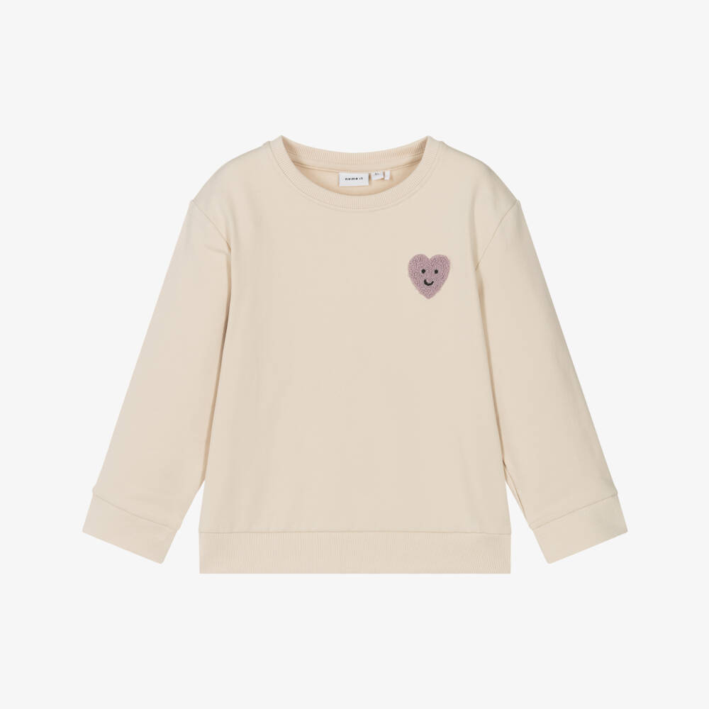 NAME IT-بلوزة قطنية عاجية مزينة بقلوب للبنات | Childrensalon Outlet