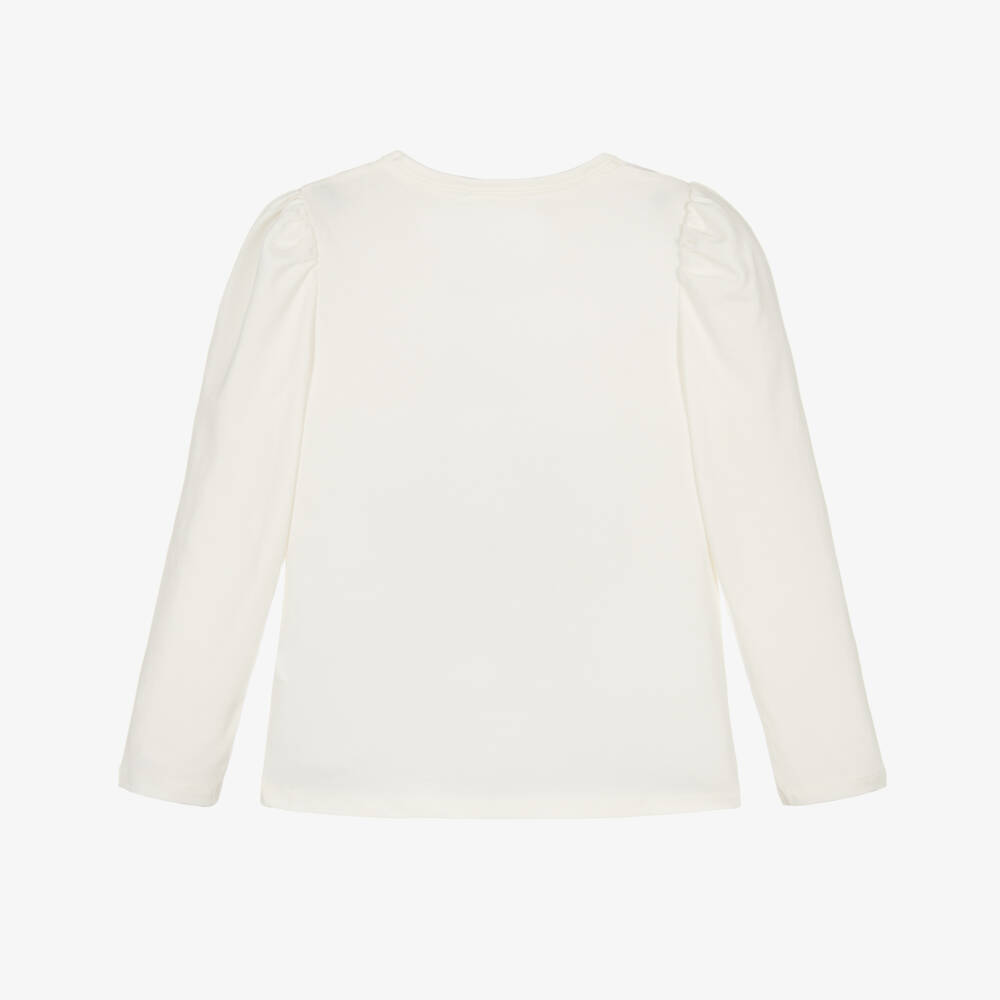 NAME IT-Girls Ivory Organic Cotton Top with Pink Unicorn | Childrensalon Outlet