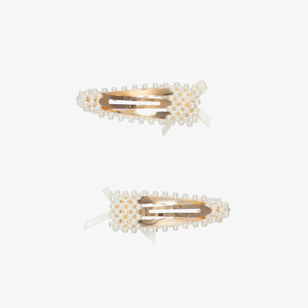 NAME IT-Girls Ivory Pearl Bead Hair Clips (2 Pack) | Childrensalon Outlet