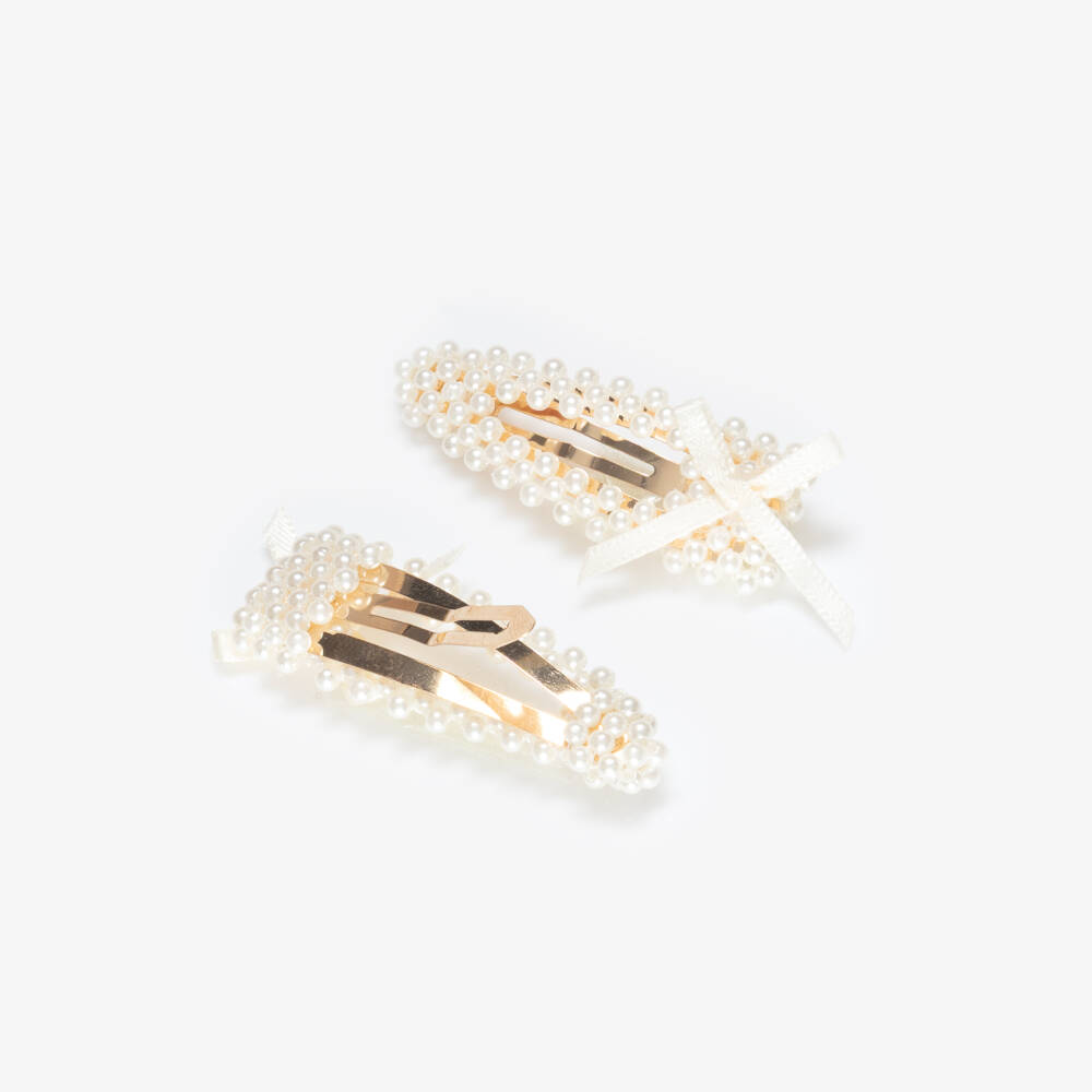NAME IT-Girls Ivory Pearl Bead Hair Clips (2 Pack) | Childrensalon Outlet