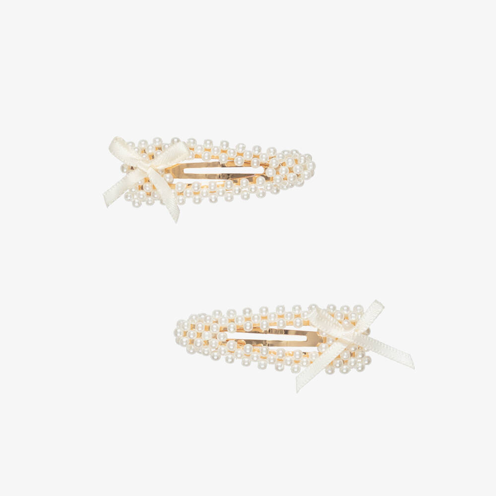 NAME IT-Girls Ivory Pearl Bead Hair Clips (2 Pack) | Childrensalon Outlet