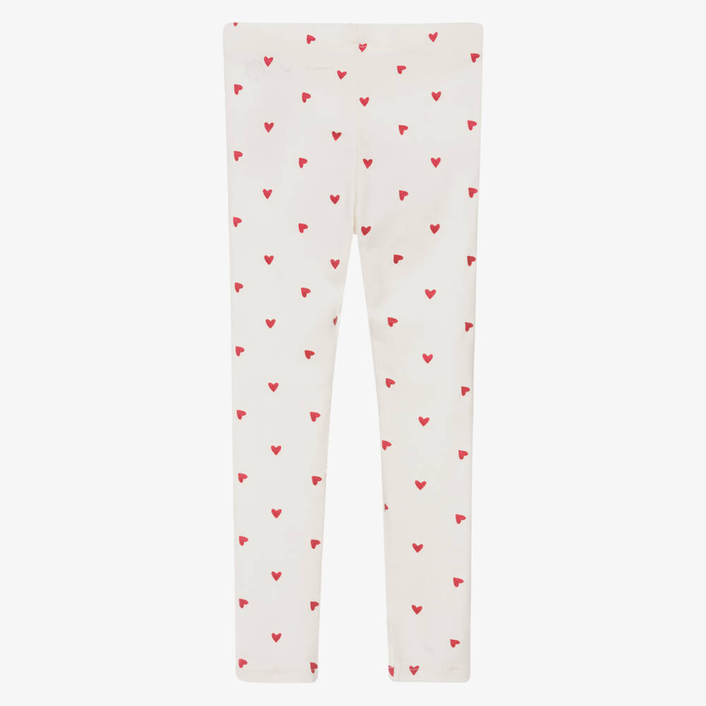 NAME IT-Girls Ivory Sparkle Heart Leggings | Childrensalon Outlet