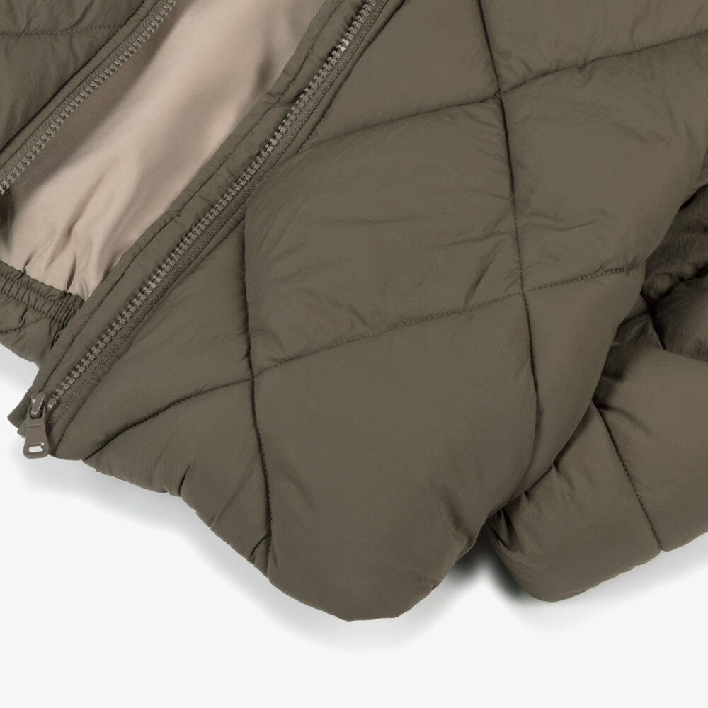 NAME IT-Girls Khaki Green Quilted Jacket with Sherpa Fleece Collar | Childrensalon Outlet