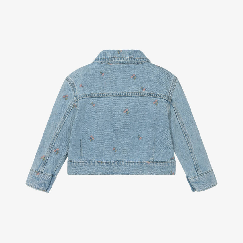 NAME IT-Girls Light Blue Cherry Denim Jacket | Childrensalon Outlet