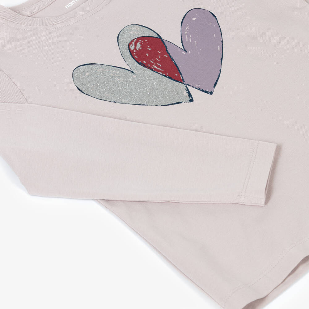 NAME IT-Girls Light Purple Long Sleeved Heart Print Top | Childrensalon Outlet