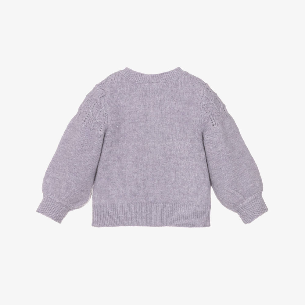 NAME IT-Girls Lilac Purple Knitted Cardigan with Jewelled Buttons | Childrensalon Outlet