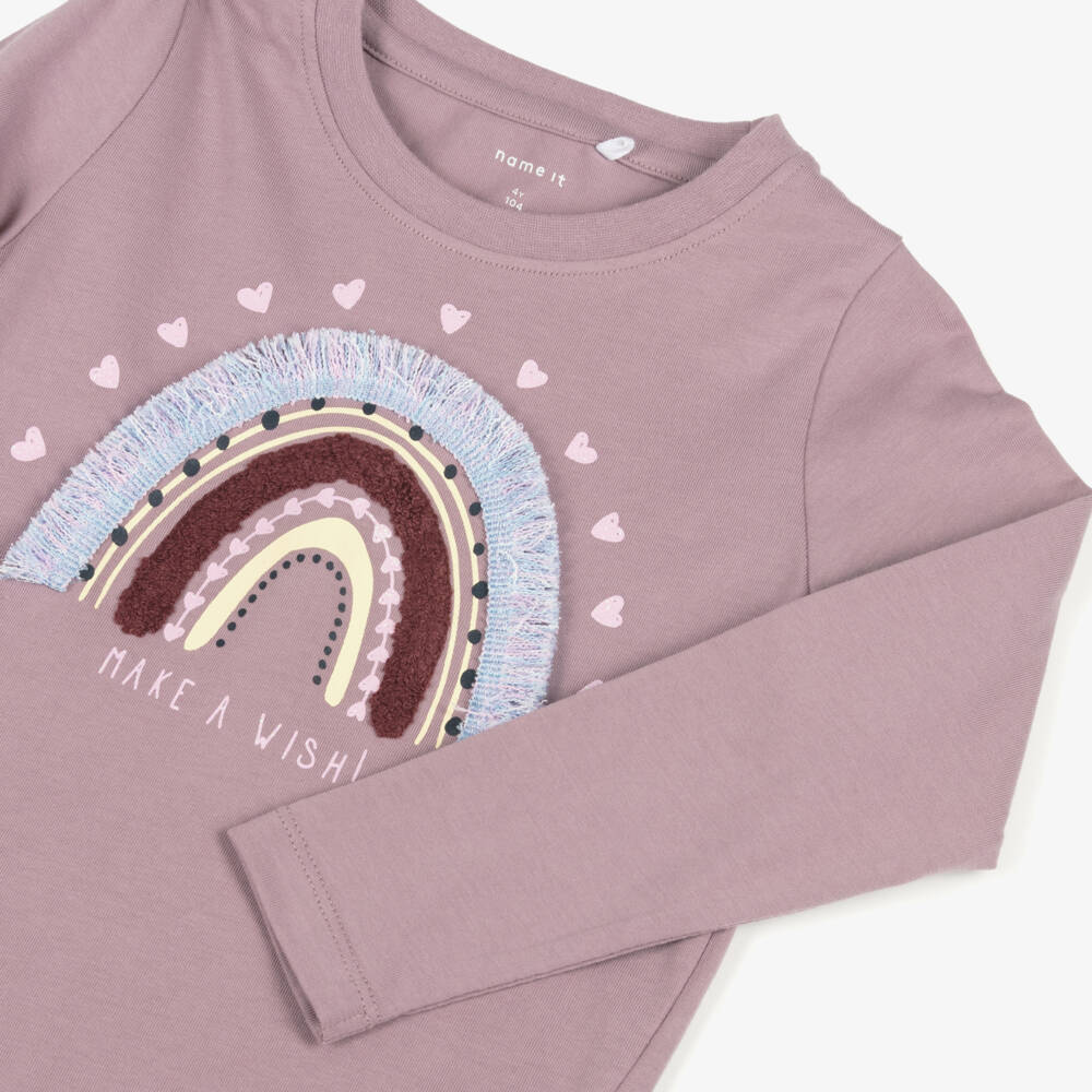 NAME IT-Girls Lilac Rainbow Long Sleeve Tee | Childrensalon Outlet